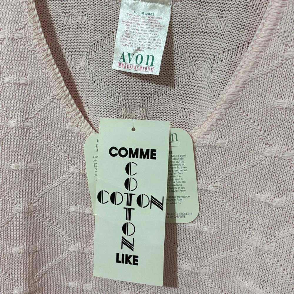 C063 - Avon Light NWT Pink Textured Knit Top Sweater Vest Sz XL - Picture 3 of 5